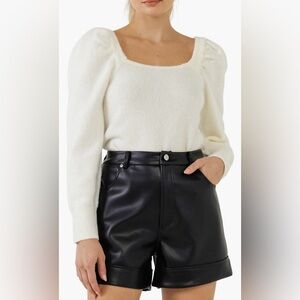 NWT Endless Rose Puff Sleeve Square Neck Sweater size XS